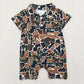 Baby Boy Infant Short Sleeves Camo Buttons Sibling Summer Romper RTS