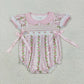 Baby Girl Short Sleeves Smocked Embroidery Flower Bows Sibling Romper Dress RTS