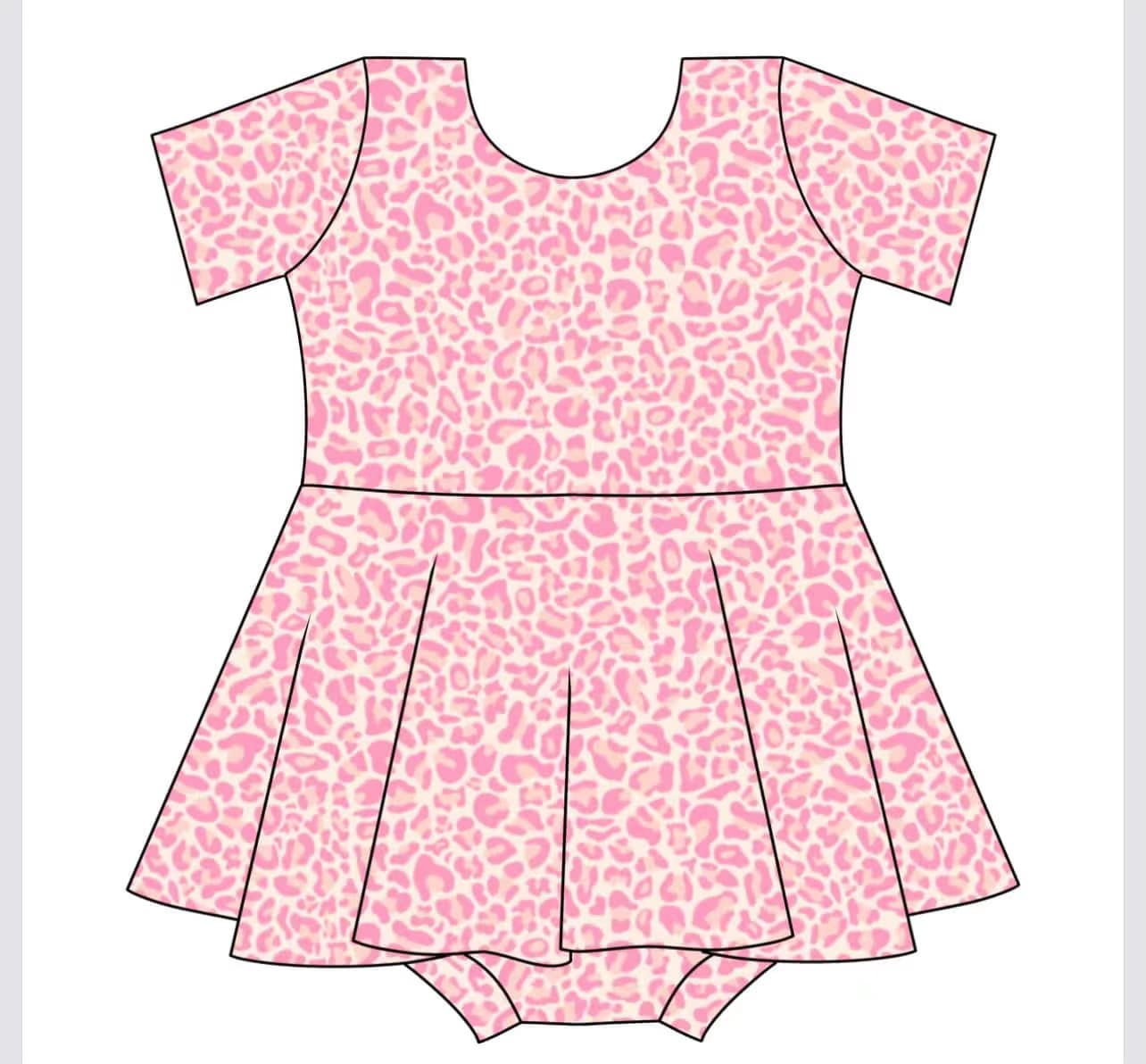 Preorder Baby Girl Infant Short Sleeves Pink Leopard Skort Romper ( Moq 5 )