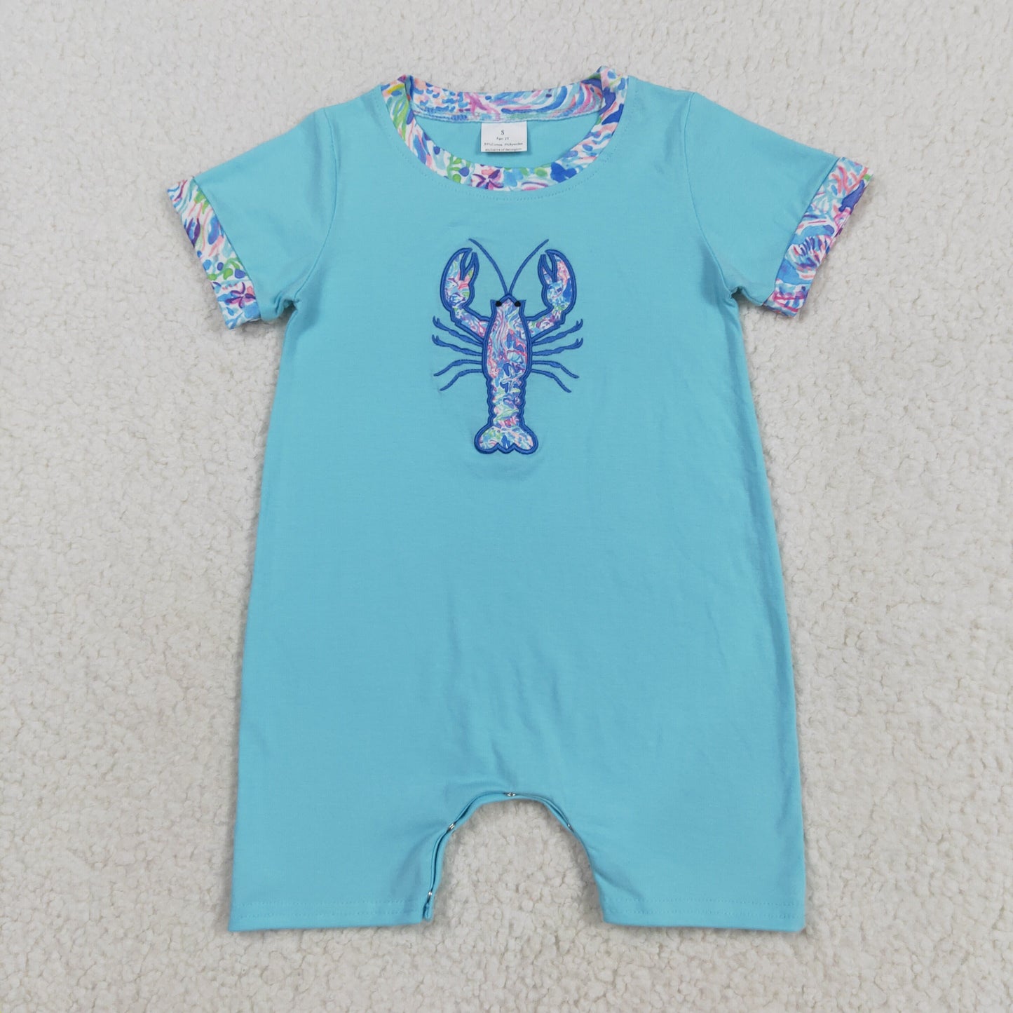 Baby Boy Girl Crayfish Embroidery Summer Sibling Romper Dress Set Clothes RTS