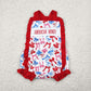 Baby Girl Sleeveless Bows 4th Of July Sibling Romper Outfit RTS