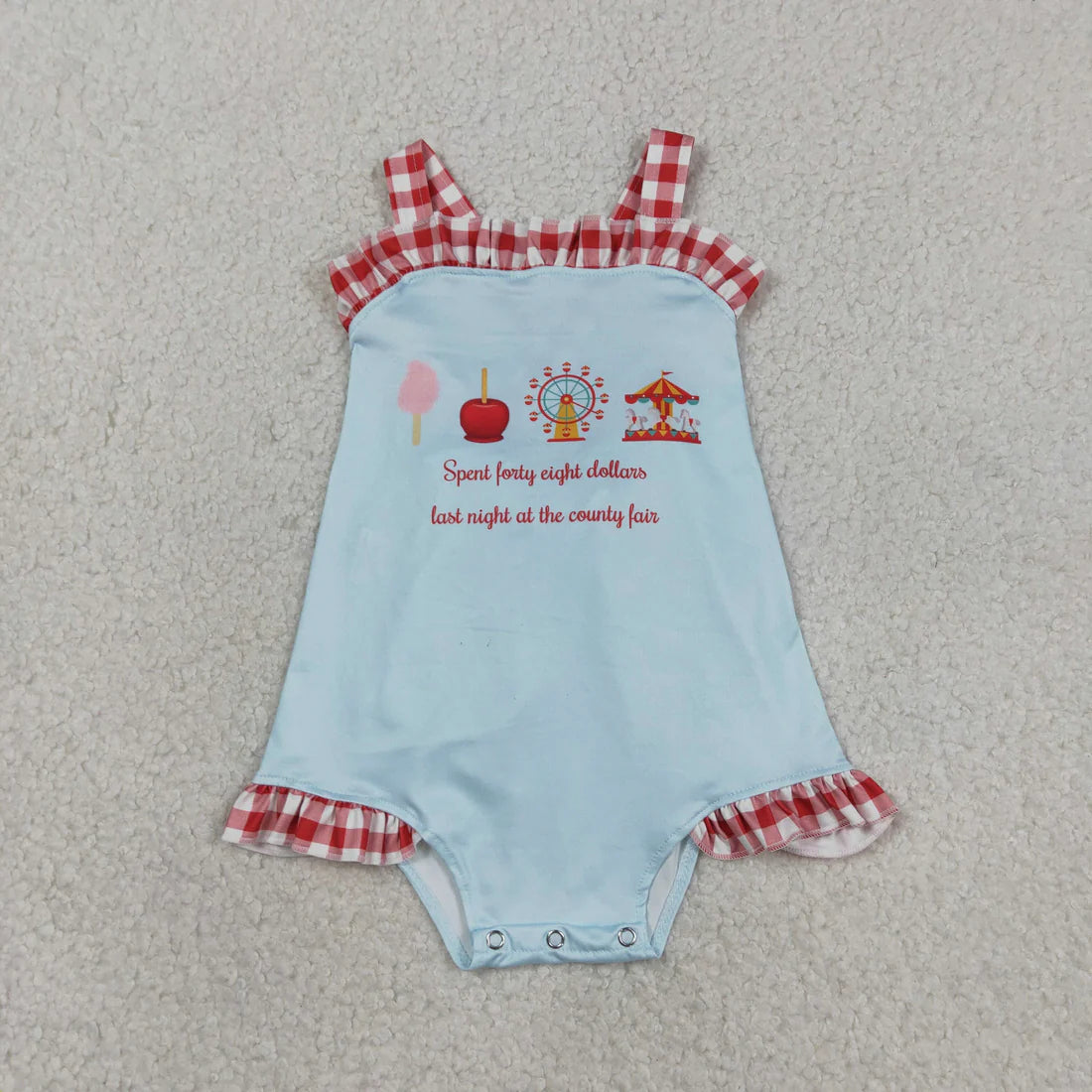 Sibling Baby Boys Girls Blue Tops Red Plaid Shorts Clothes Rompers Sets RTS