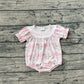 Baby Girl Infant Short Sleeves Pink Bows Flower Bubble Romper RTS