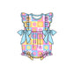 Baby Girl Short Sleeves Bows Flower Plaid Bubble Romper RTS