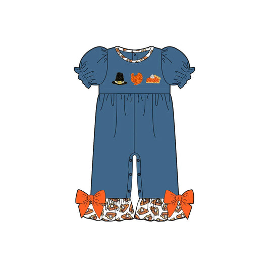 ( Moq 5 ) Preorder Baby Girl Short Sleeves turkey Hats Ruffle Pants Thanksgiving Romper