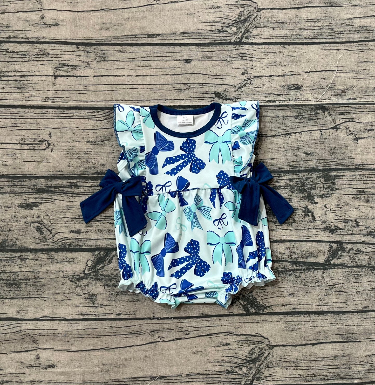Baby Girl Short Sleeves Bows Ruffle Bubble Romper RTS