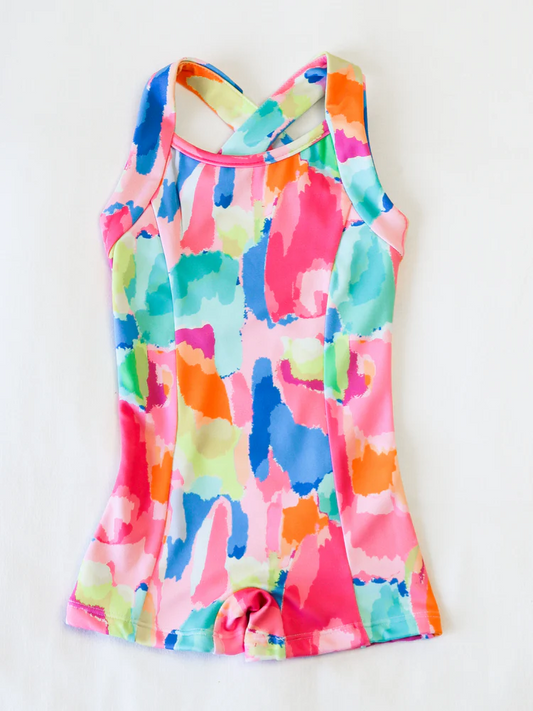 ( Moq 5 ) Preorder Baby Girl Straps Tie Dye Yoga Active Jumpsuit