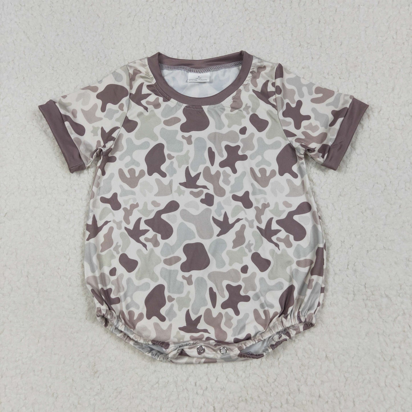 Sibling Baby Boys Infant Short Sleeves Camo Print Summer Bubble Rompers RTS