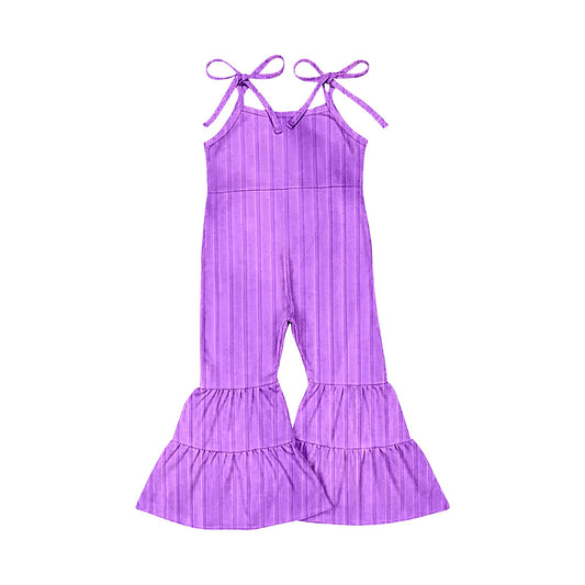 ( Moq 5 ) Preorder Baby Girl Straps Bell Pants Ribbed Purple Jumpsuit