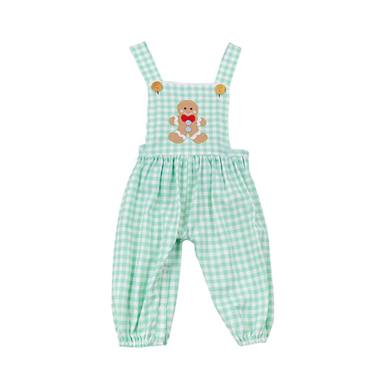 ( Moq 5 ) Preorder Baby Boy Sleeveless Gingerbread Green Plaid Christmas Jumpsuit