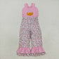 Girls Kids Embroidery Ghosts Pumpkins Floral Sibling Fall Jumpsuit Clothes RTS