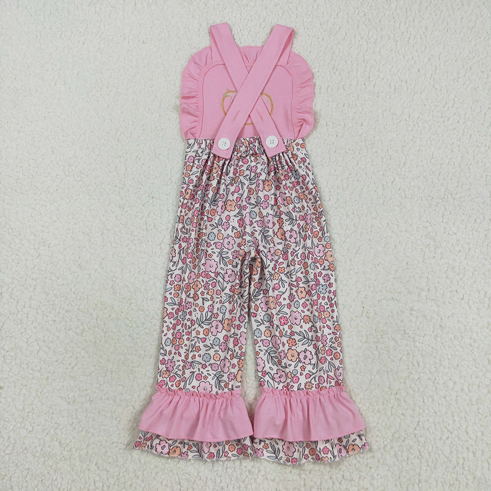 Girls Kids Embroidery Ghosts Pumpkins Floral Sibling Fall Jumpsuit Clothes RTS