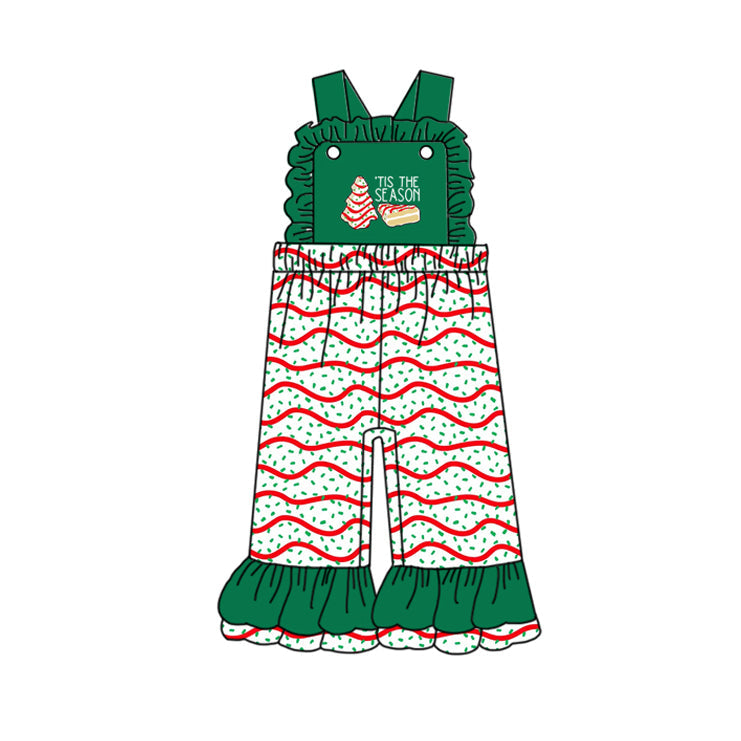 ( Moq 5 ) Preorder Baby Girl Sleeveless Cakes Christmas Green Jumpsuit