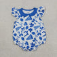 Sibling Baby Girls Kids Cheer Blue Bows Romper Dress Team Clothes RTS