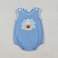Sibling Girls Boys Short Sleeves Embroidery Ghost Pumpkin Halloween Bubble Romper RTS