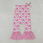 Sibling Girl Kids Pink Bows Pumpkins Fall Thanksgiving Romper Set RTS