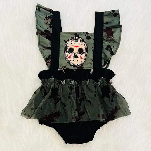 ( Moq 5 ) Preorder Baby Girl Short Sleeves Halloween Bubble Romper