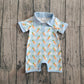 Baby Boys Infant Short Sleeves Carrots Blue Plaid Easter Buttons Romper RTS