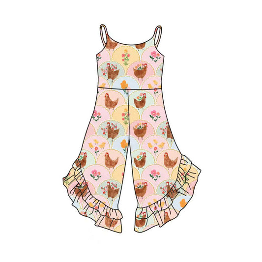 ( Moq 5 ) Preorder Girls Kids Sleeveless Chicken Flower Jumpsuit
