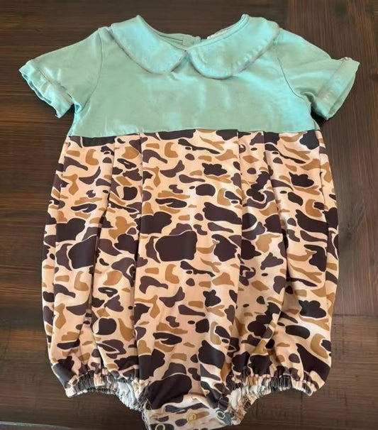 (Moq 5 ) Preorder Baby Kids Infant Short Sleeves Camo Bubble Romper