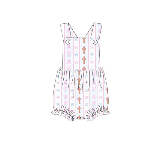 ( Moq 5 ) Preorder Girls Infant Cross Bows Eggs Easter Romper