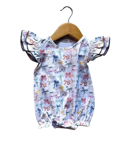 ( Moq 5 ) Preorder Girls Infant Short Sleeves Bows Summer Bubble Romper