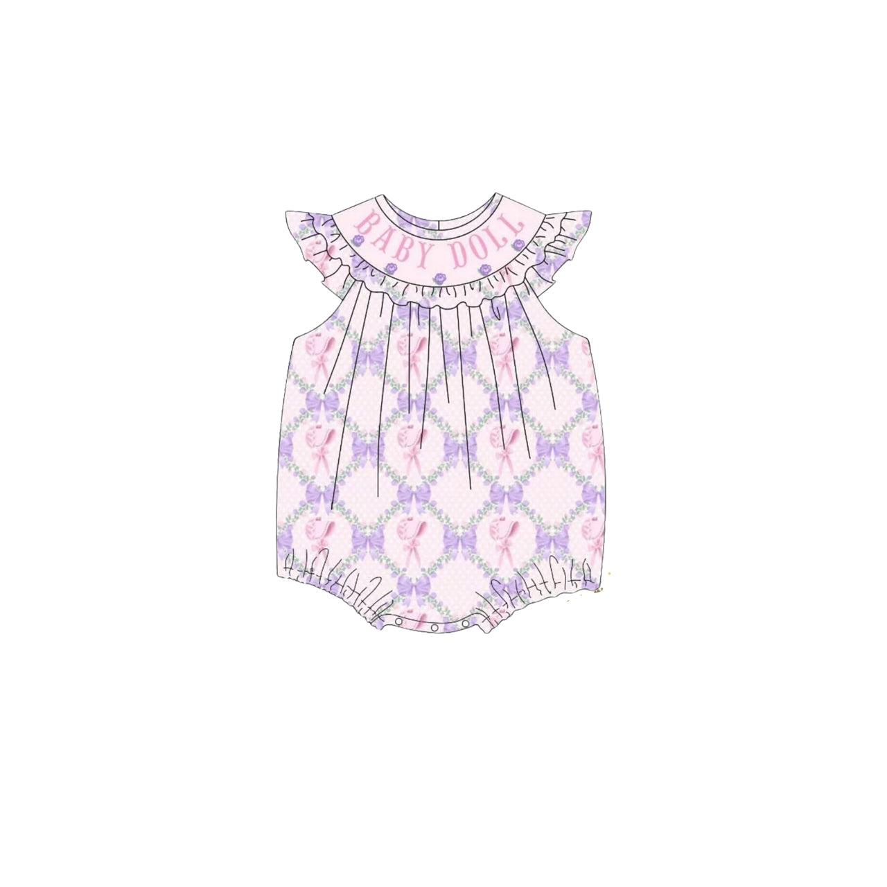 ( Moq 5 ) Preorder Girls Infant Ruffle Short Sleeves Baby Doll Floral Bows Bubble Romper