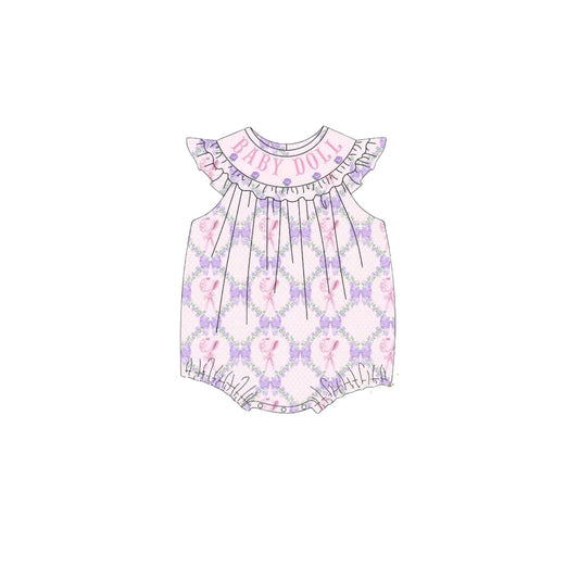 ( Moq 5 ) Preorder Girls Infant Ruffle Short Sleeves Baby Doll Floral Bows Bubble Romper