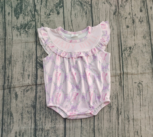 ( No moq ) Preorder Girls Infant Ruffle Short Sleeves Baby Doll Floral Bows Bubble Romper