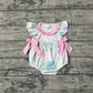 Baby Girls Infant Short Sleeves Flower Bows Summer Ruffle Bubble Romper