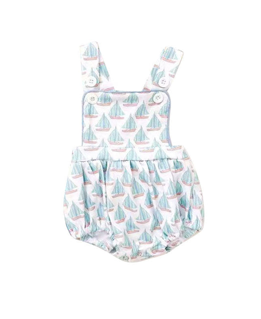 ( Moq 5 ) Preorder Boys Infant Sleeveless Boats Summer Bubble Romper