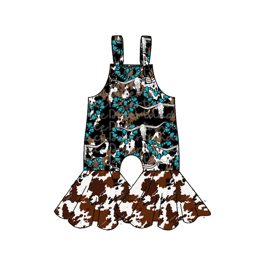 ( Moq 5 ) Preorder Baby Girls Infant Turquoises Cow Bell Pants Jumpsuit
