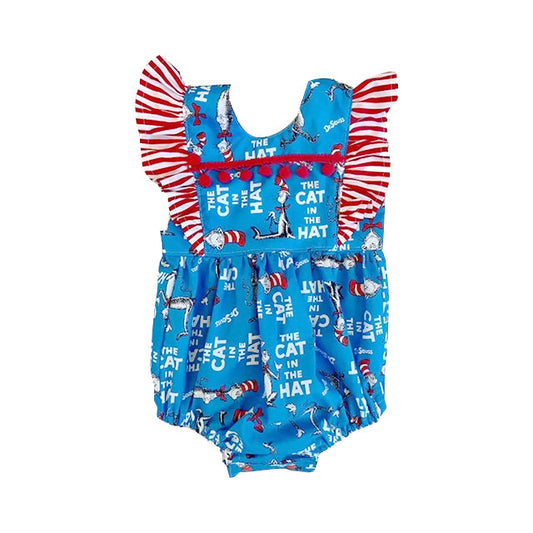 ( Moq 5 ) Preorder Baby Girls Infant Sleeveless Reading Blue Romper