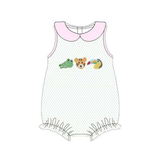 ( Moq 5 ) Preorder Baby Girls Sleeveless Animals Dots Bubble Summer Romper