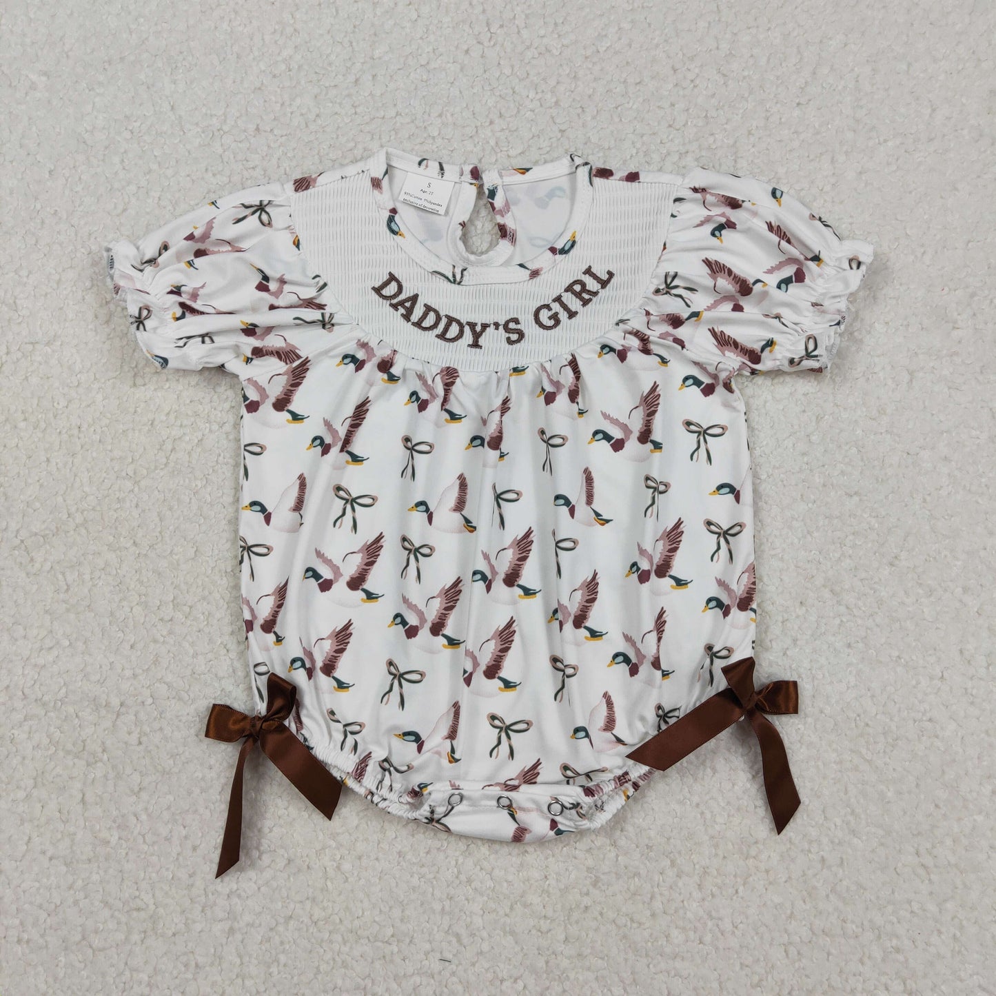 Sibling Baby Girls Kids Short Sleeves Embroidery Daddy's Girl Bubble Rompers Clothes RTS