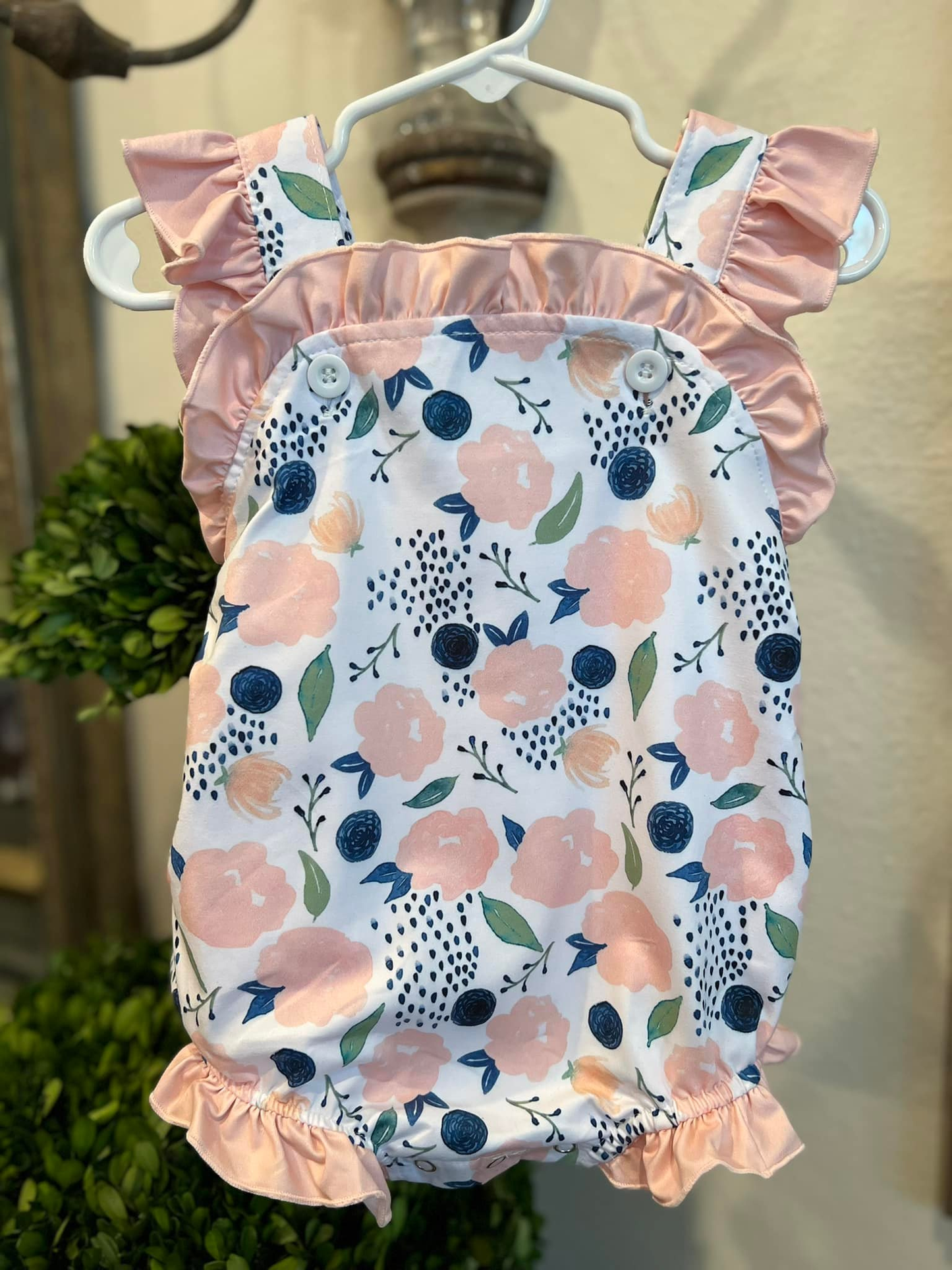 ( Moq 5 ) Preorder Baby Girls Ruffle Straps Flower Bows Summer Bubble Romper
