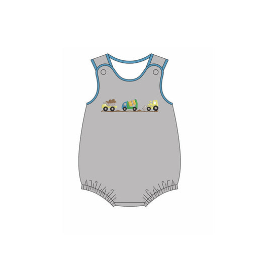 ( Moq 5 ) Preorder Baby Boys Sleeveless Trucks Stripes Bubble Romper