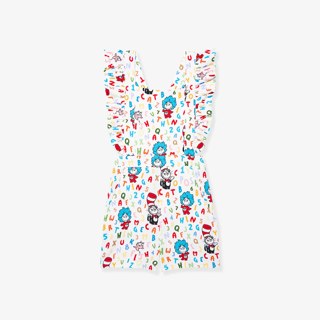 ( Moq 5 ) Preorder Baby Girls Short Sleeves Reading Pockets Jumpsuit