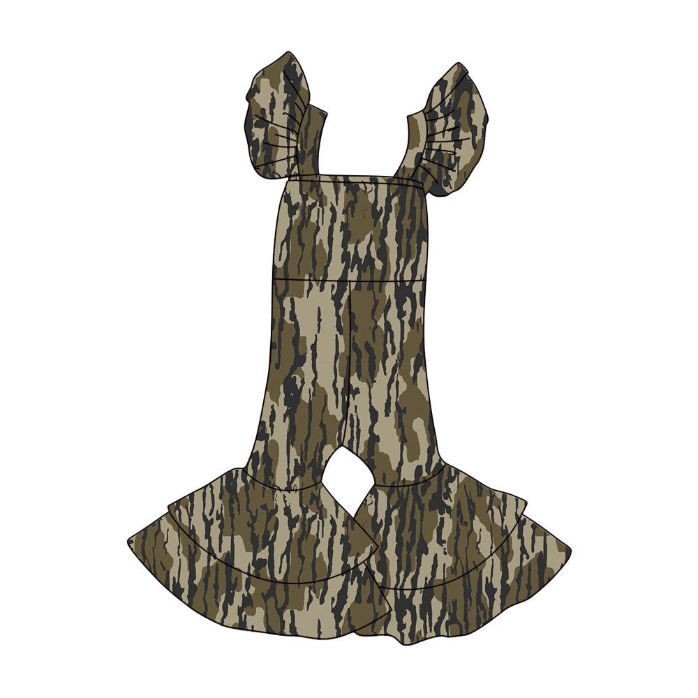 ( Moq 5 ) Preorder Baby Girls Short Sleeves Camo Print Bell Pants Jumpsuit