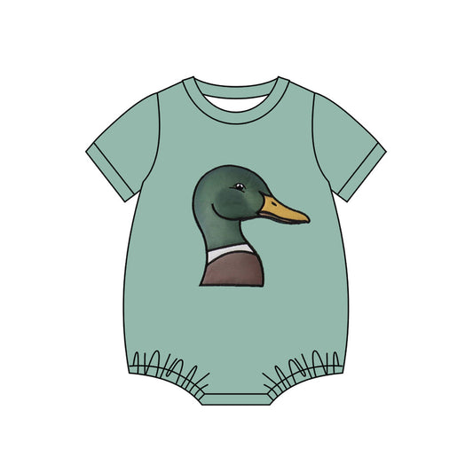 ( Moq 5 ) Preorder Baby Boys Green Short Sleeves Duck Bubble Romper