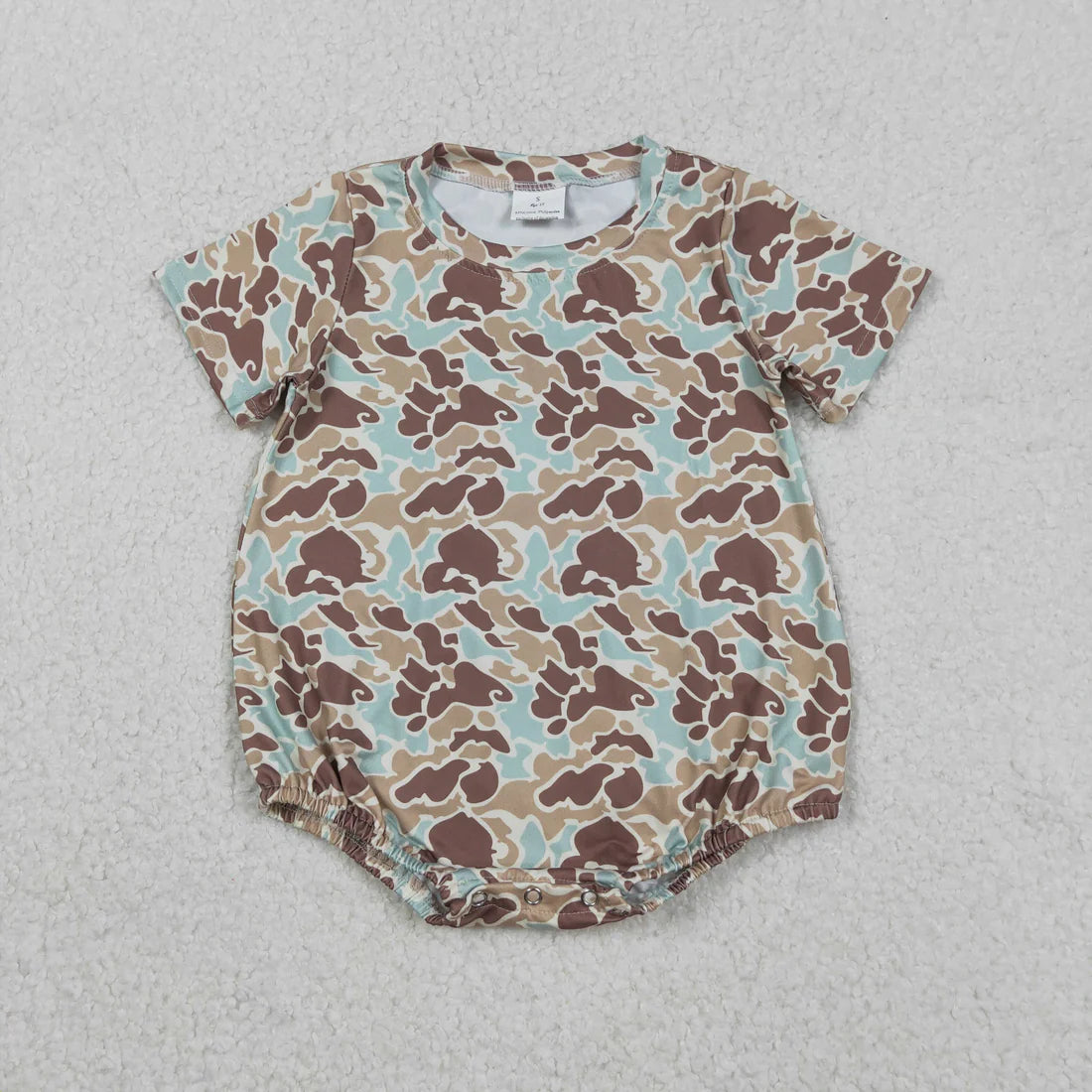 Sibling Baby Boys Infant Short Sleeves Camo Print Summer Bubble Rompers RTS