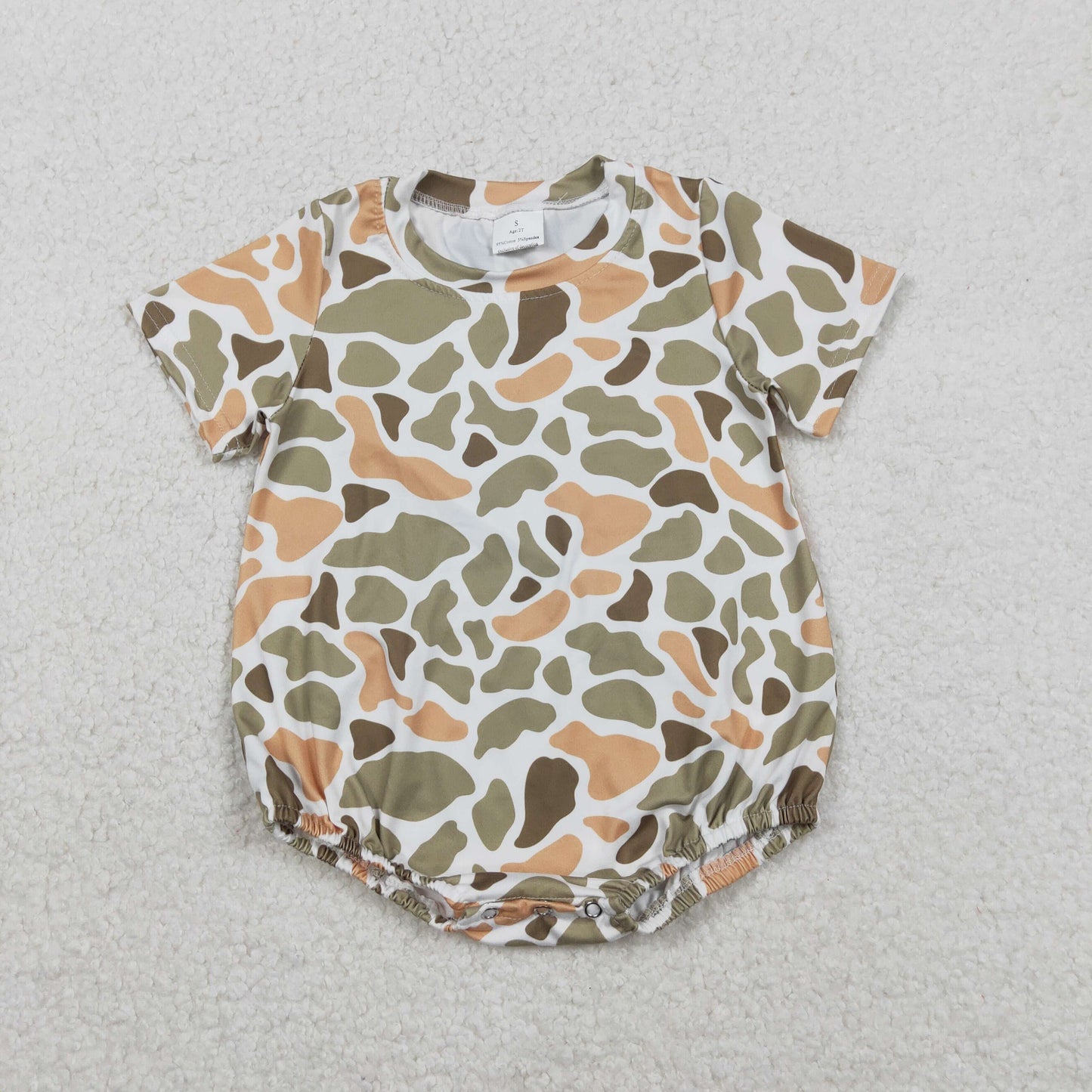 Sibling Baby Boys Infant Short Sleeves Camo Print Summer Bubble Rompers RTS
