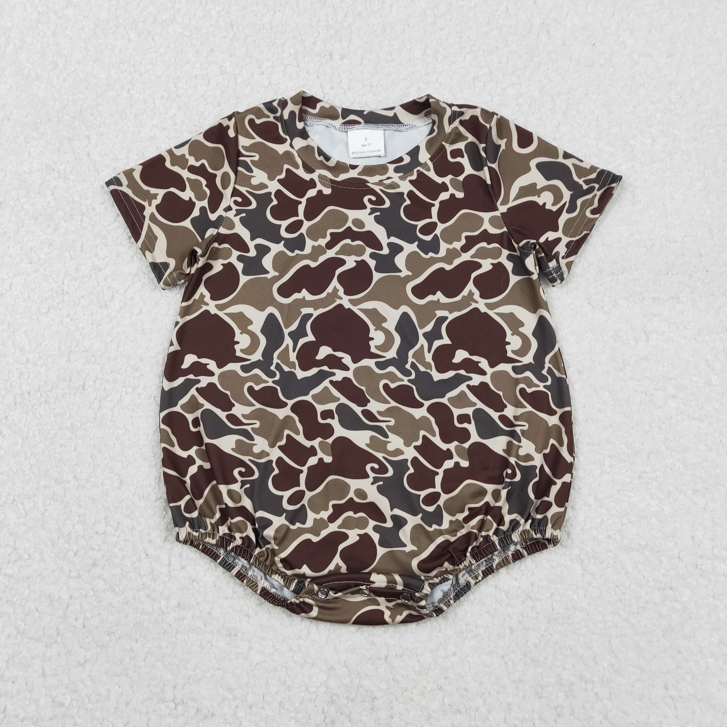 Sibling Baby Boys Infant Short Sleeves Camo Print Summer Bubble Rompers RTS