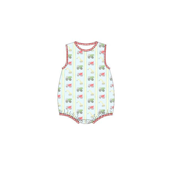 ( Moq 5 ) Preorder Baby Boys Infant Sleeveless Trucks Bubble Romper