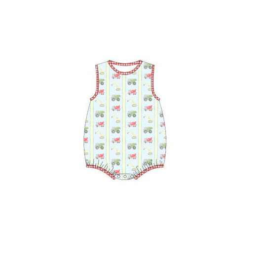 ( Moq 5 ) Preorder Baby Boys Infant Sleeveless Trucks Bubble Romper