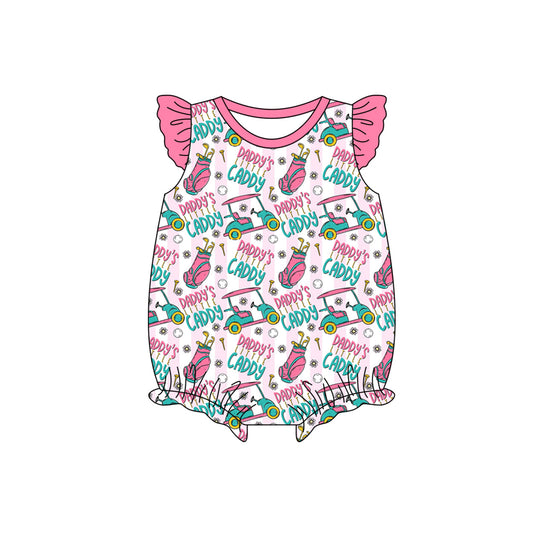 ( Moq 5 ) Preorder Baby Girls Short Sleeves Daddy's Caddy Golf Bubble Romper
