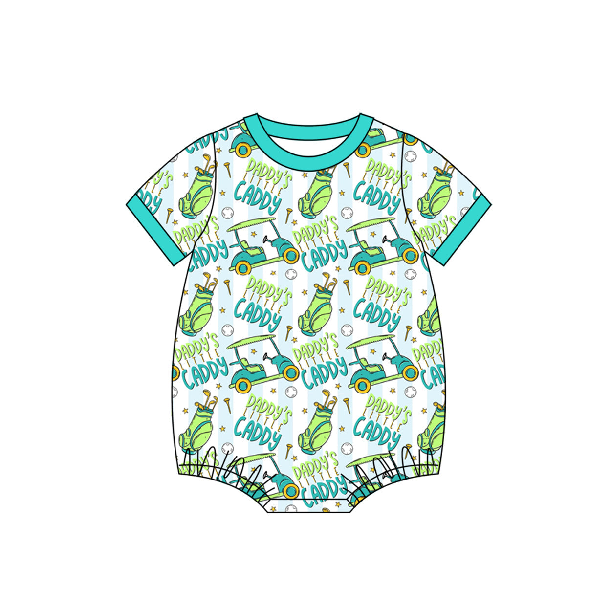 ( Moq 5 ) Preorder Baby Boys Short Sleeves Daddy's Caddy Golf Bubble Romper