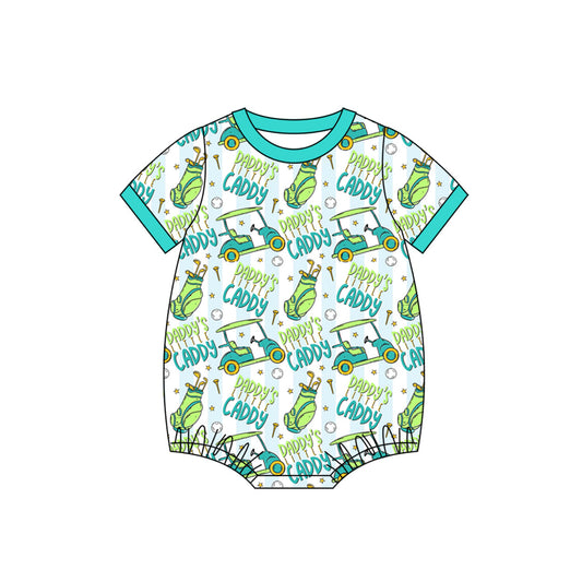 ( Moq 5 ) Preorder Baby Boys Short Sleeves Daddy's Caddy Golf Bubble Romper