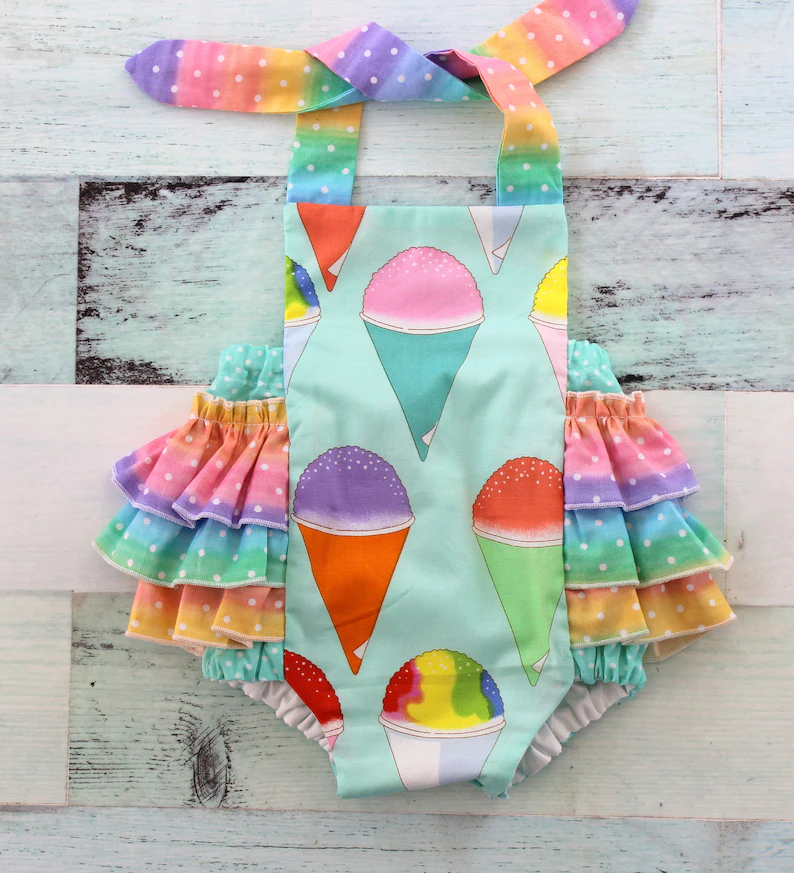 ( Moq 5 ) Preorder Baby Girls Infant Summer Ruffle Bubble Romper