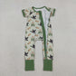 Sibling Baby Boys Kids Short Sleeves Ducks Hunting Green Zipper Romper Set Pajamas Clothes RTS